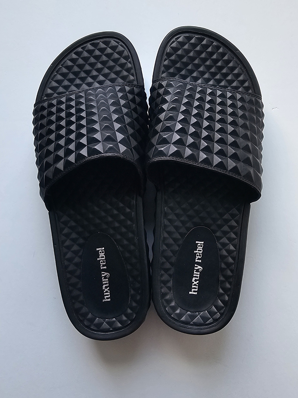 Luxury Rebel Black Studded Slide Sandals- Size US 8